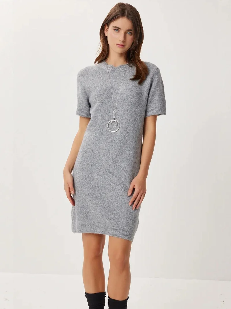 السعادة في إسطنبول ISTANBUL Ribbed Knit Mini Dress with Crew Neck